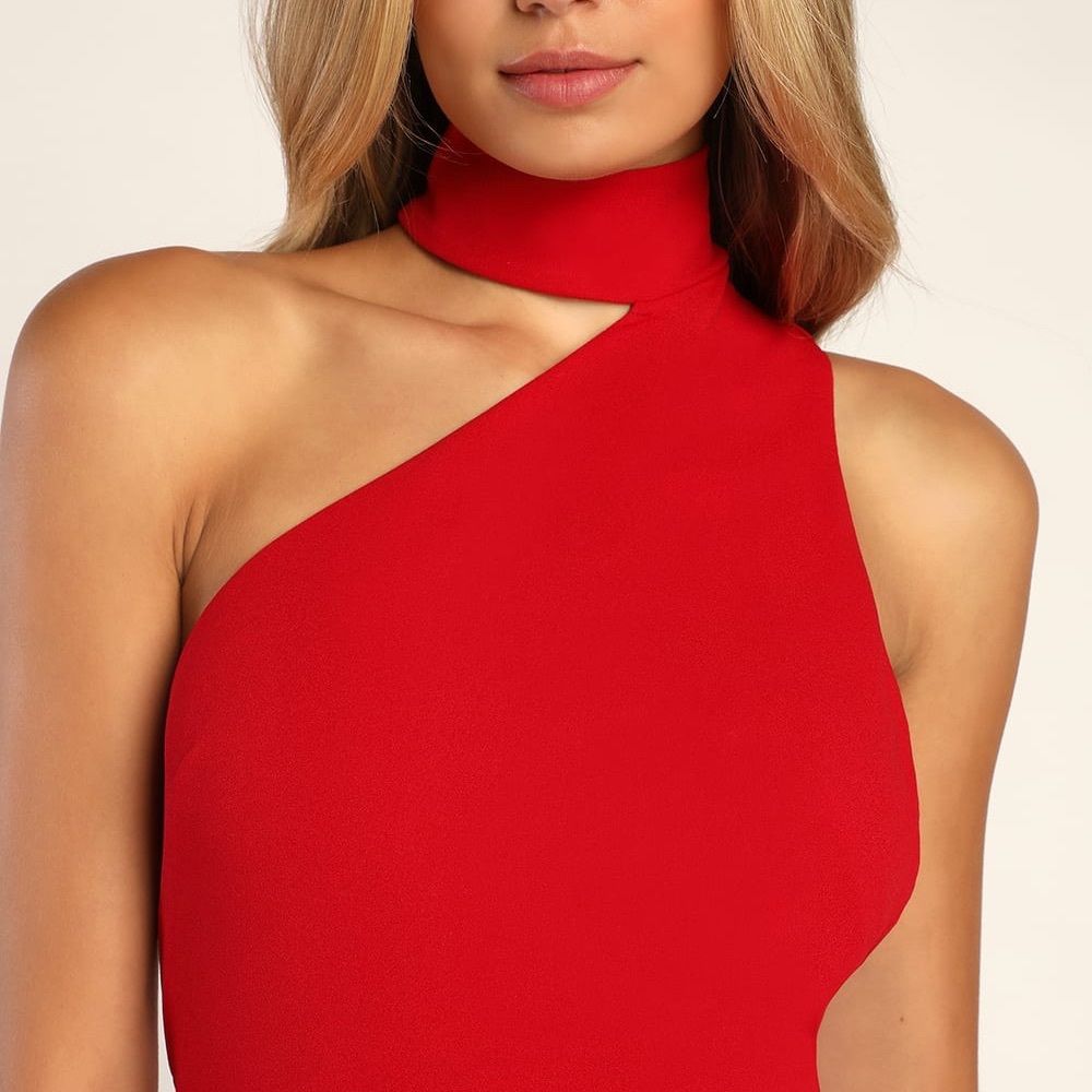 Lulus Keep It Interesting Red Asymmetrical Cutout Halter Maxi Dress - Picture 5 of 7